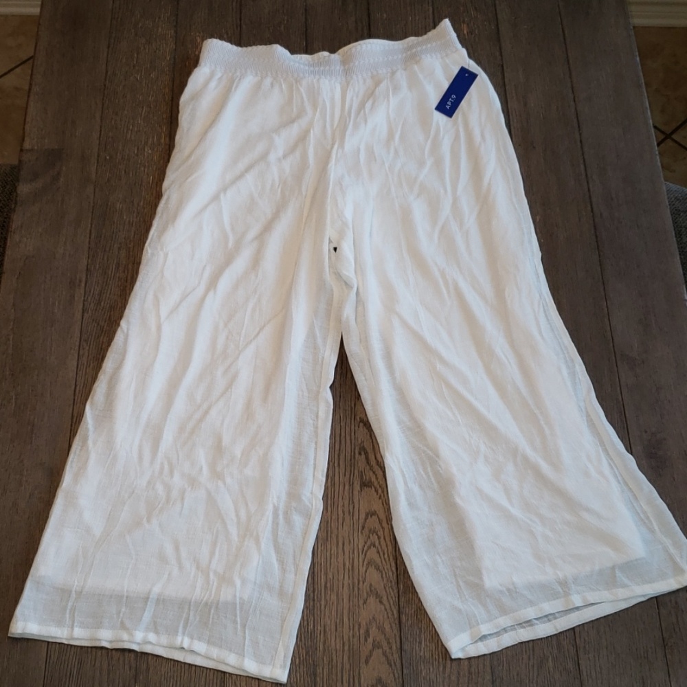 Wide leg faux linen pants